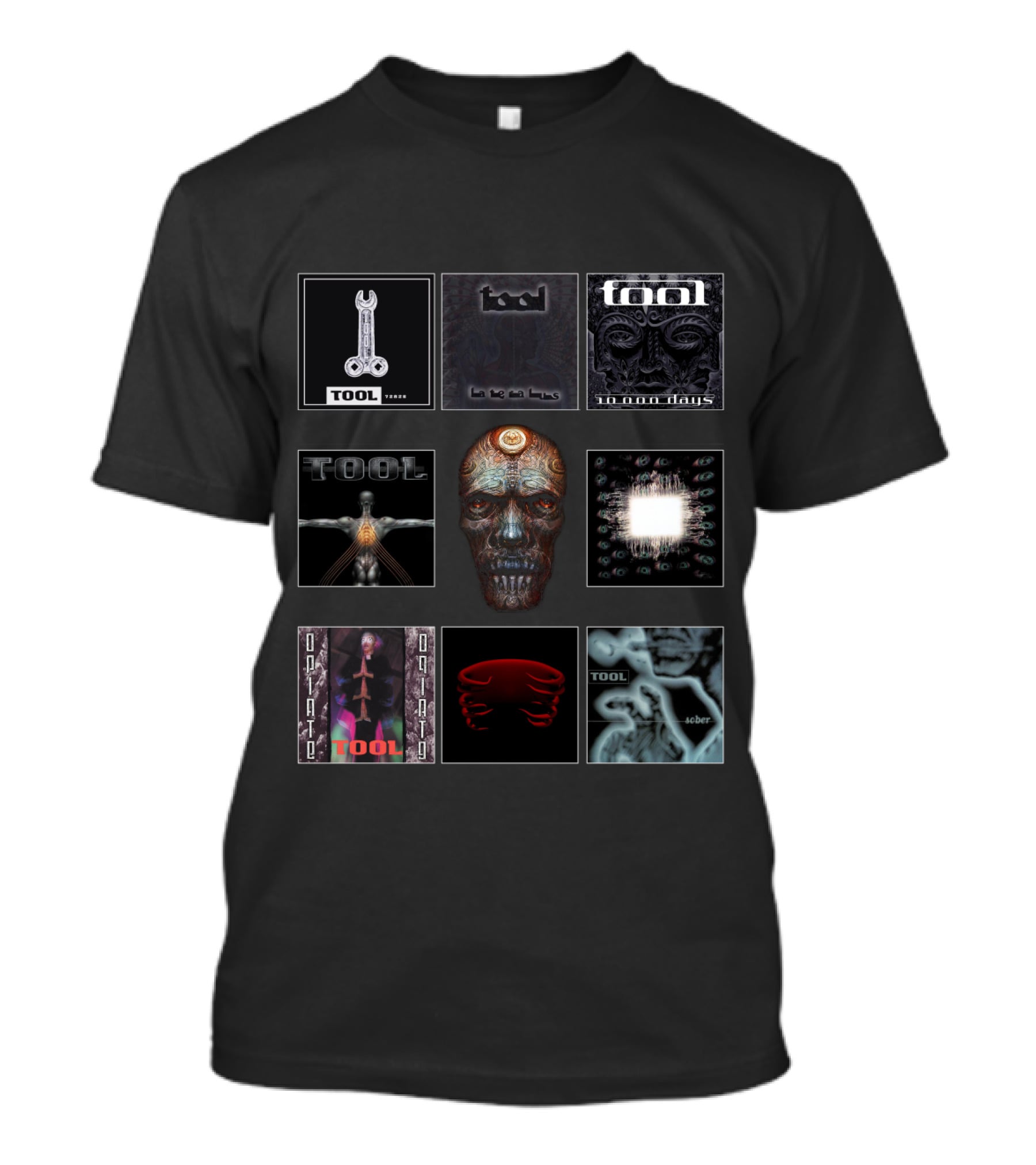 TOOL Albums Undertow Lateralus 10,000 Days Enima Opiate Fear Inoculum Salival Sober Key Art Compilation T-Shirt