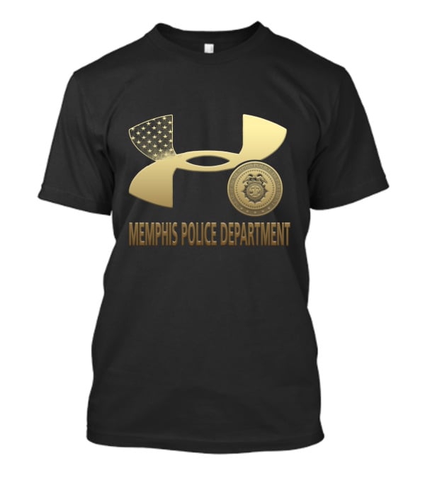 Memphis Police Department Badge And Under Armour Logo With American Flag Accents T-Shirt