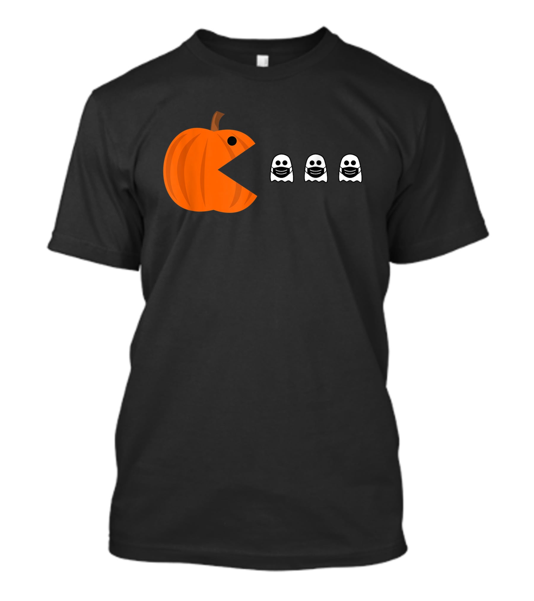 Pac-Man Pumpkin Eating Ghosts Funny Halloween Men's T-Shirt