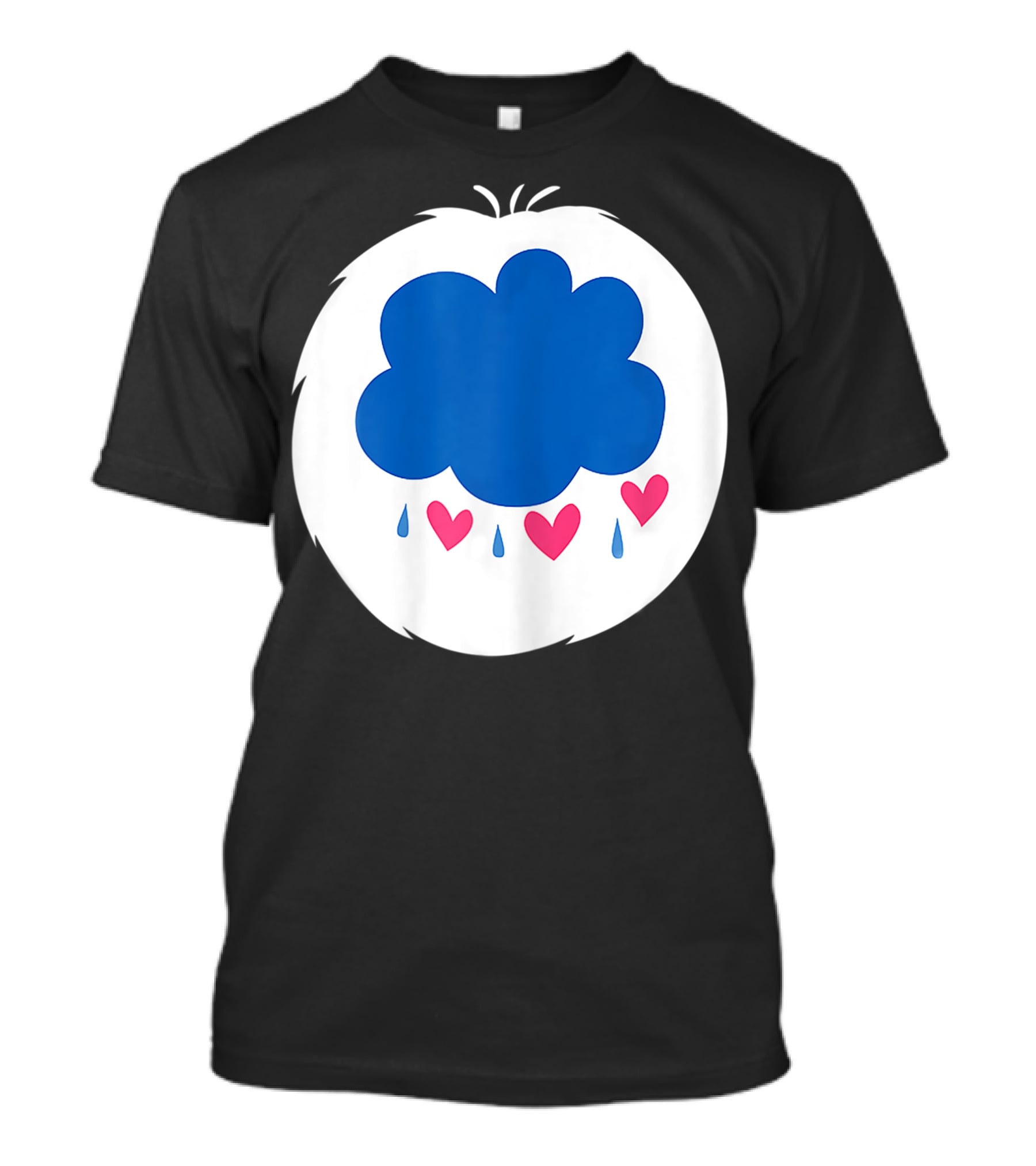 Grumpy Care Bear Blue Cloud With Hearts And Raindrops T-Shirt
