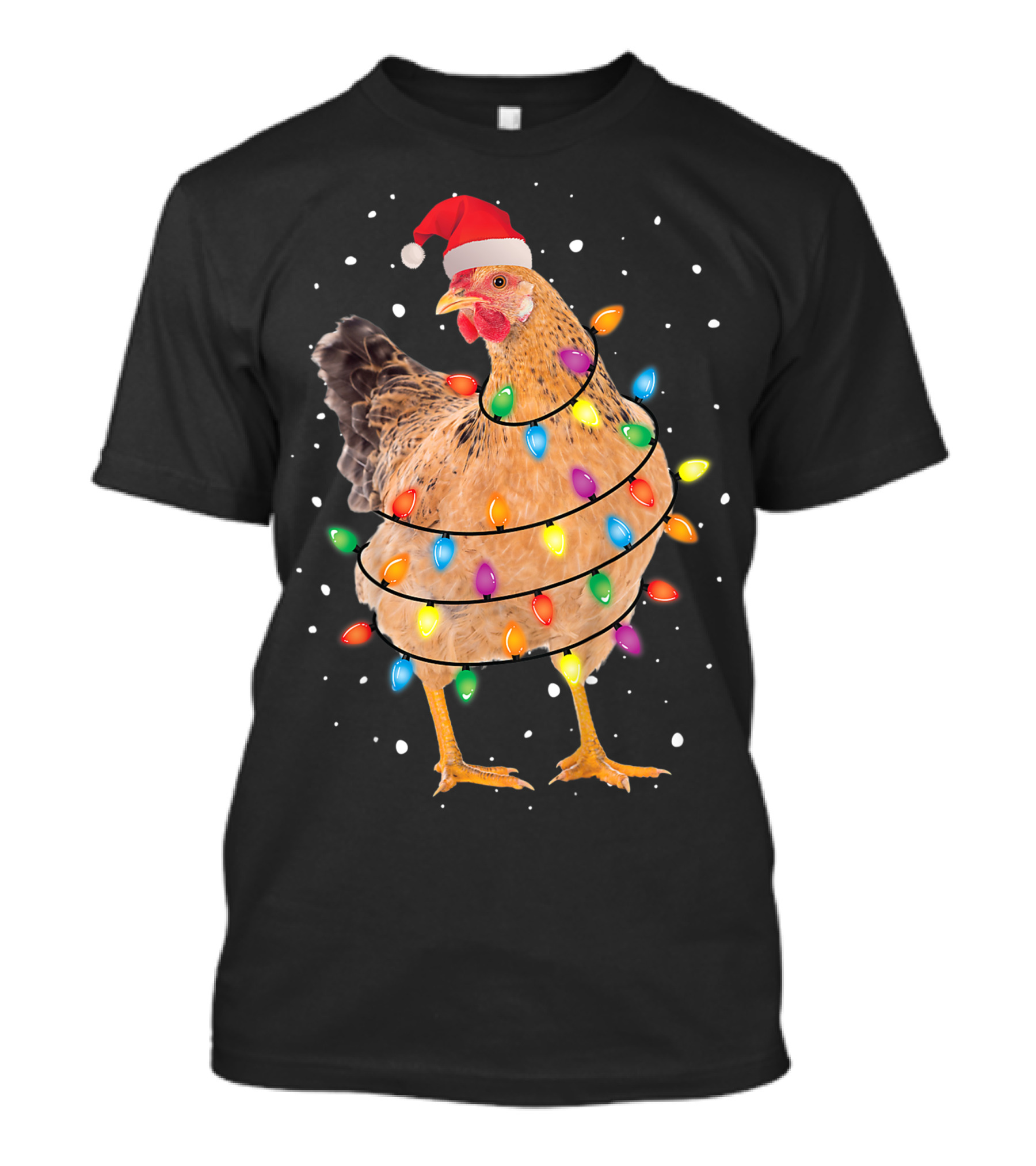 Christmas Lights Chicken Santa Funny Xmas Tree Festive Holiday T-Shirt