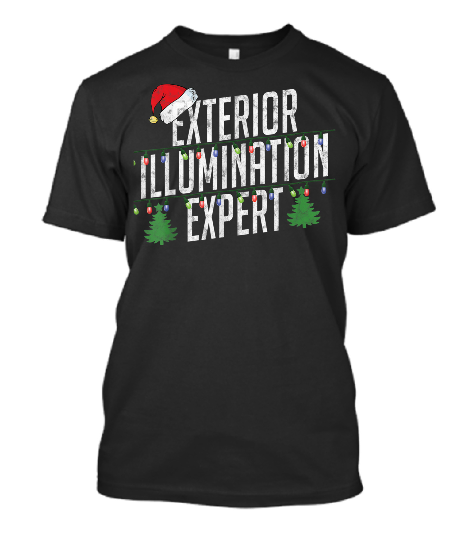 Exterior Illumination Expert Christmas Lights Santa Hat Trees T-Shirt