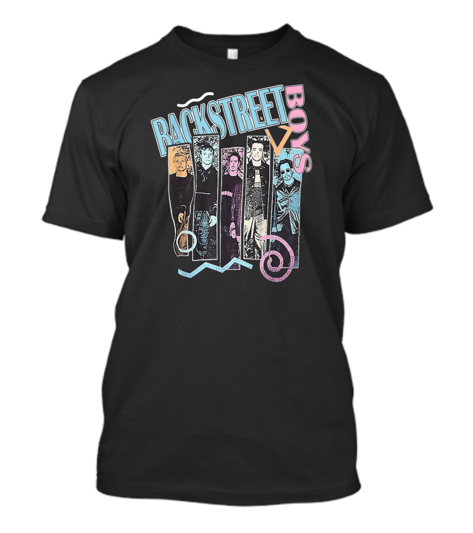 Rackstreet Boys Retro Pastel Graphic Band Collage T-Shirt