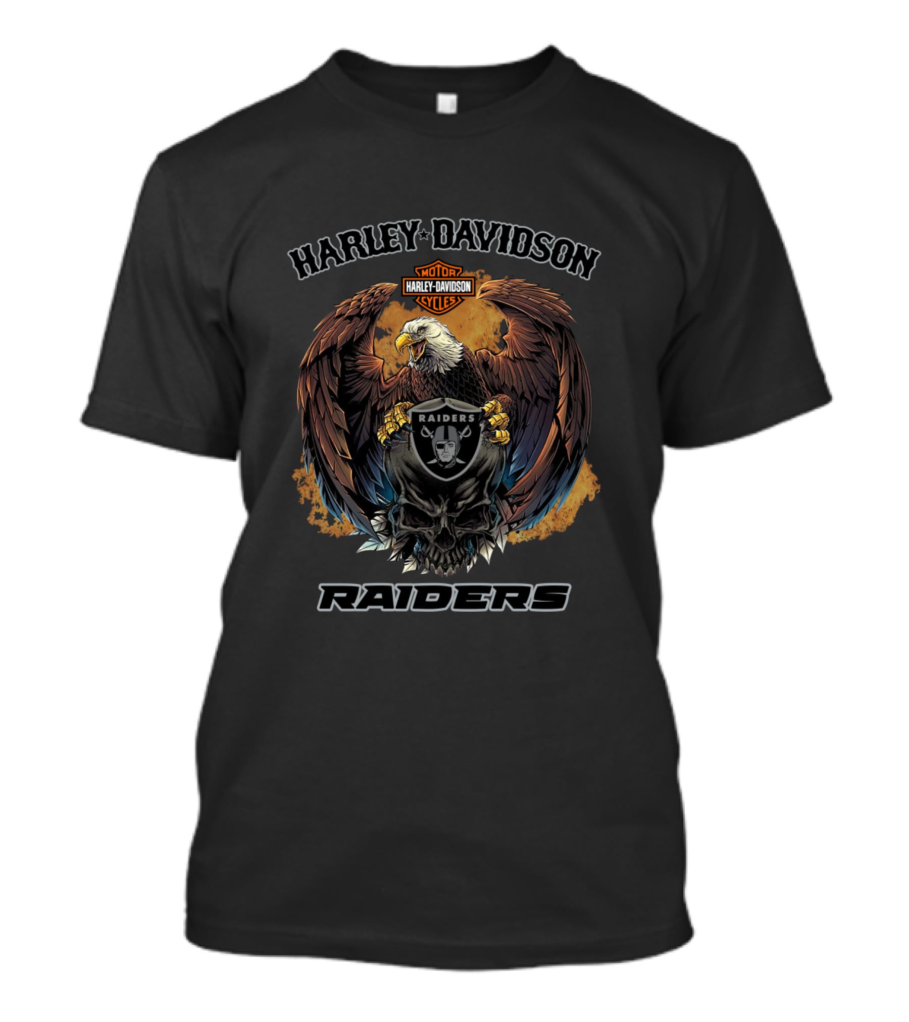 Harley Davidson Motor Cycles Eagle Raiders Skull T-Shirt