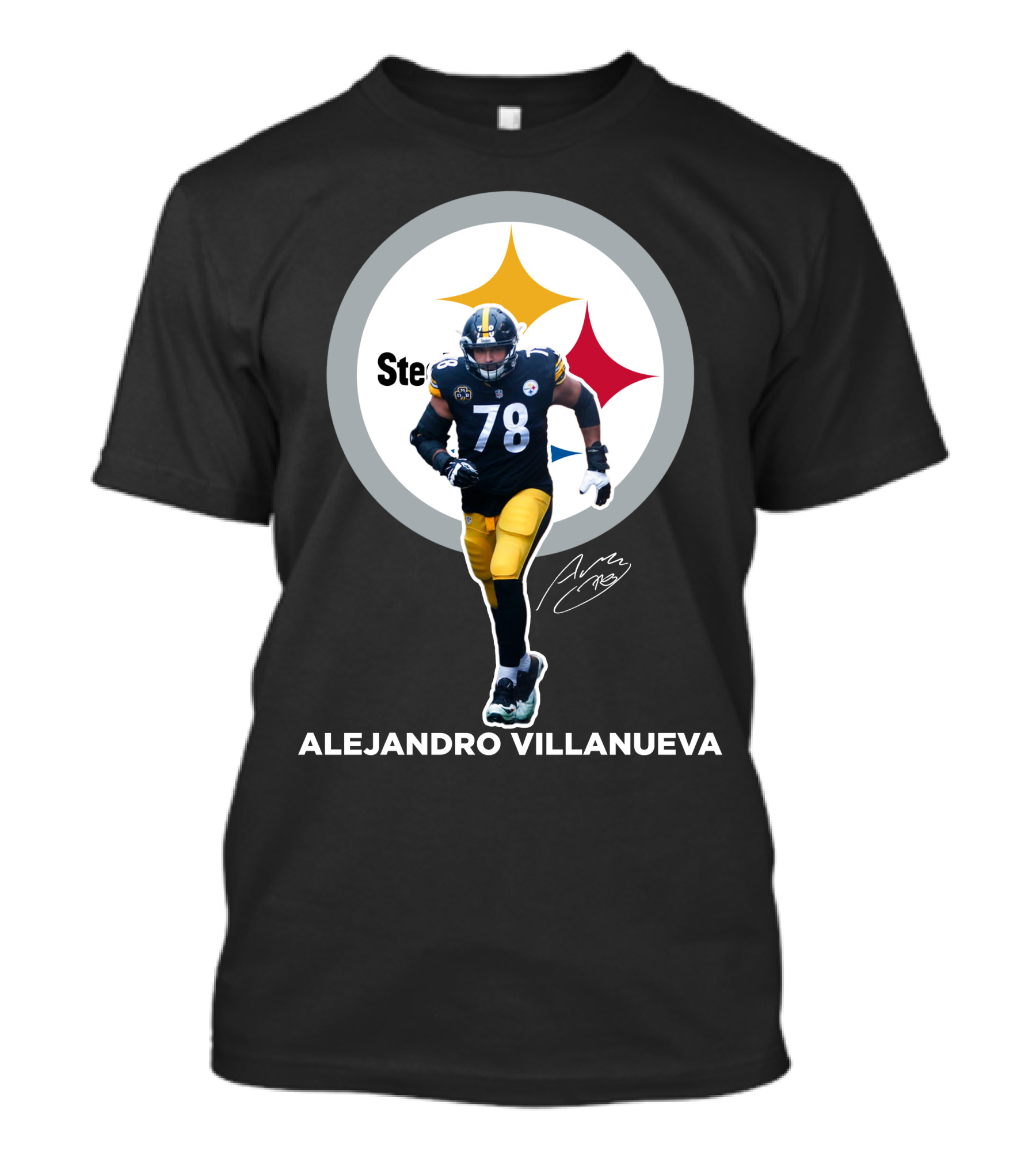 Steelers Alejandro Villanueva 78 Player Signature T-Shirt