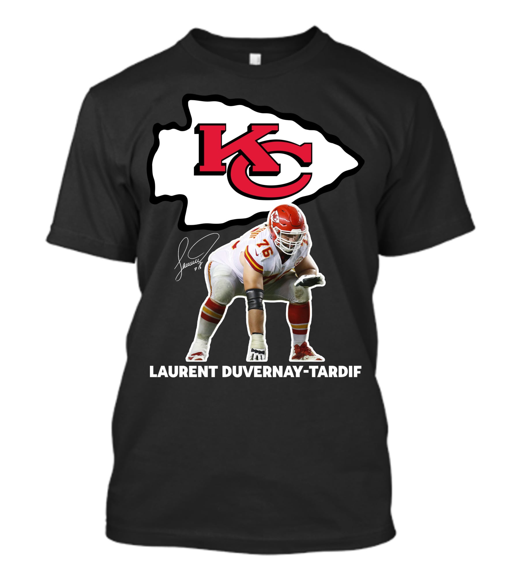 LAURENT DUVERNAY-TARDIF KC Football Player Signature Chiefs T-Shirt