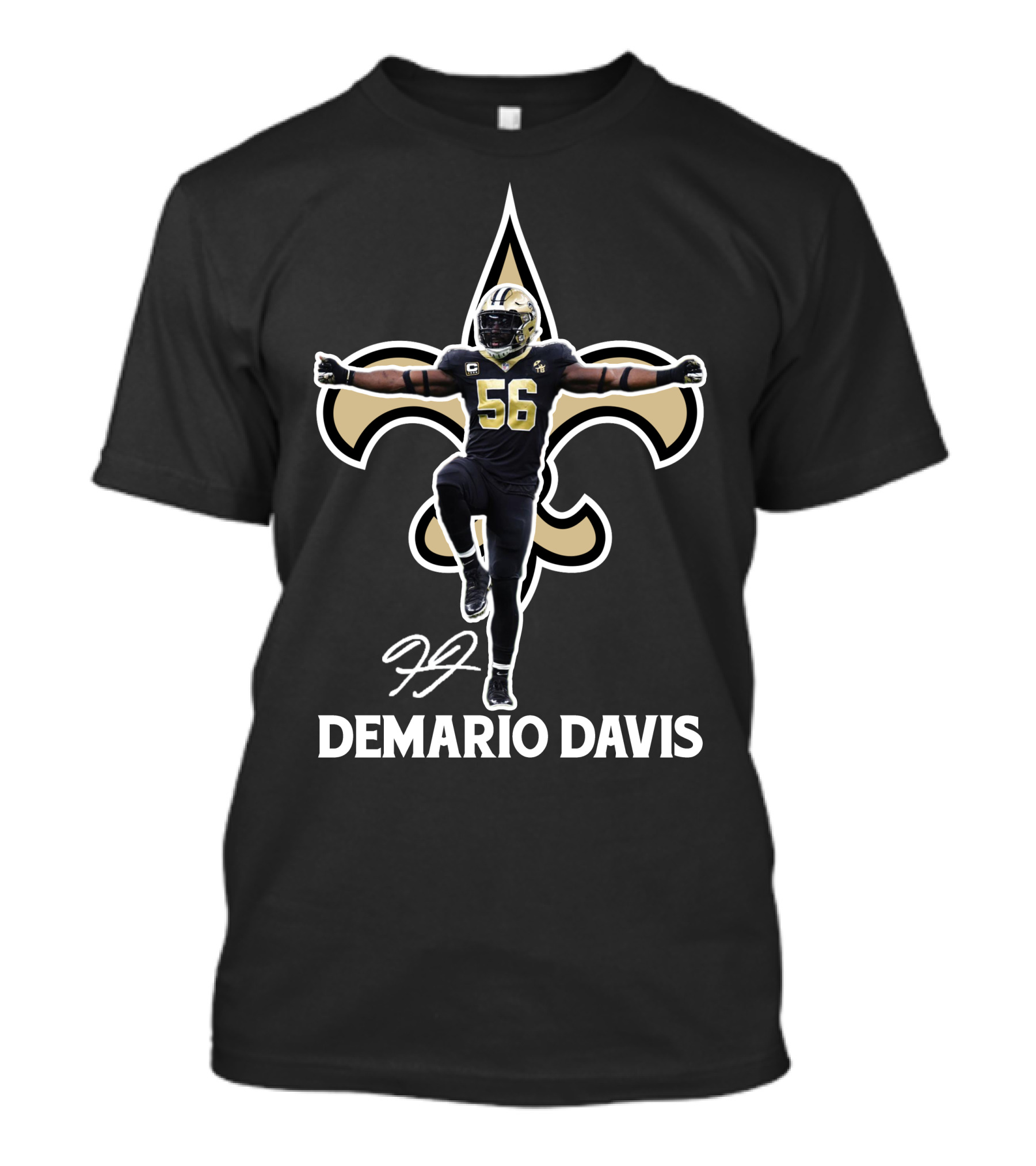 Demario Davis 56 Saints Fleur-de-Lis Signature T-Shirt