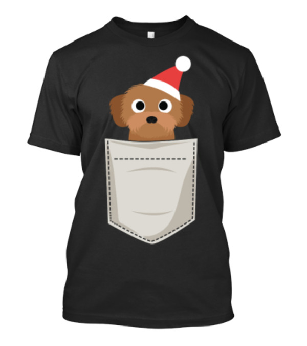 Poodle Toy Santa In Pocket T-Shirt