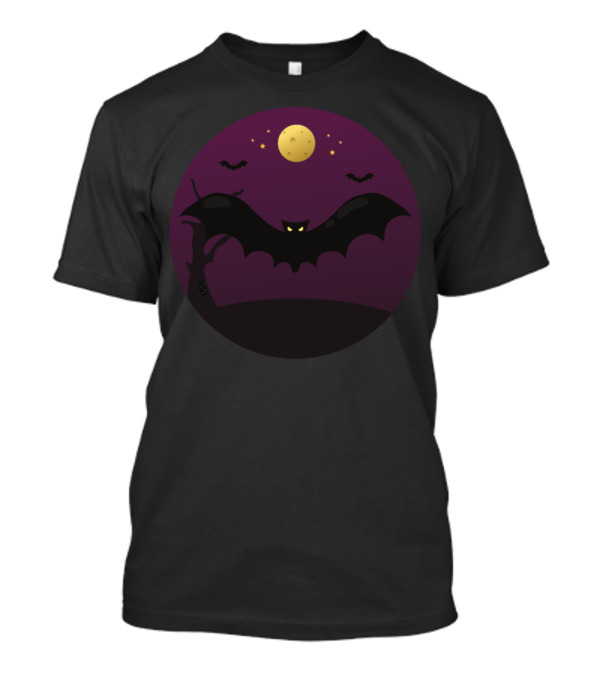 Vampire Bat Silhouette Under Full Moon T-Shirt