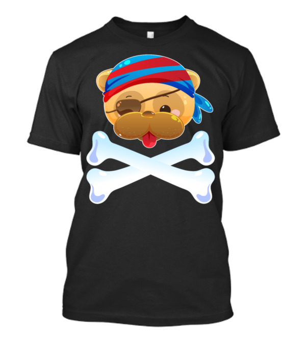 Pirate Dog Jolly Roger Skull And Crossbones With Bandana And Eye Patch T-Shirt