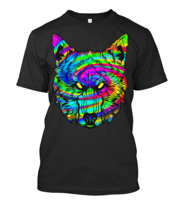 Psychedelic Wolf Neon Wolves Hallucination Trance T-Shirt