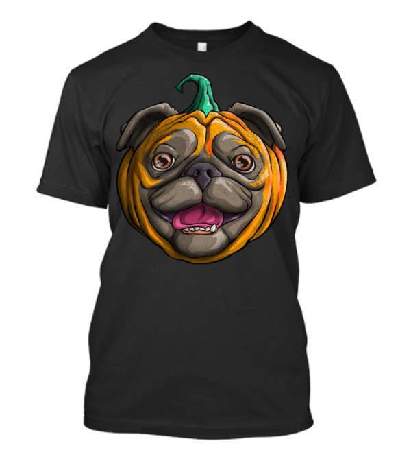Pugkin Funny Pug Pumpkin Halloween Dog Face T-Shirt