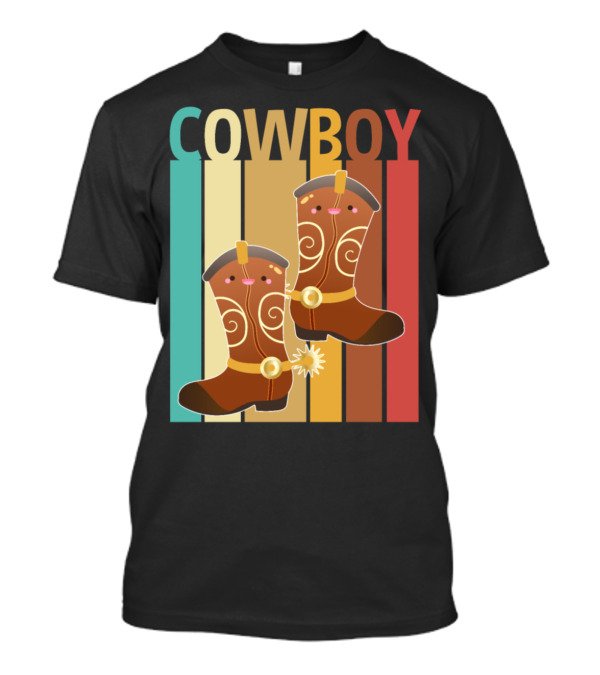 Cowboy Retro Vintage Boot Colorful Stripes T-Shirt