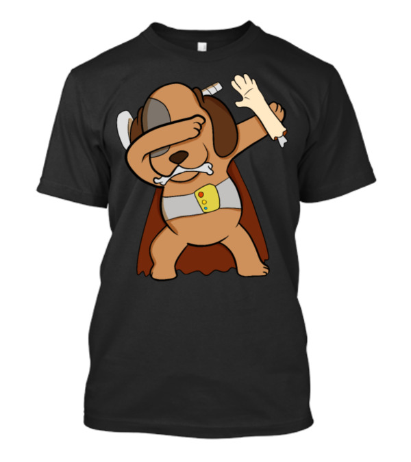 Scary Dabbing Dog Halloween Party Superhero Bone Costume T-Shirt