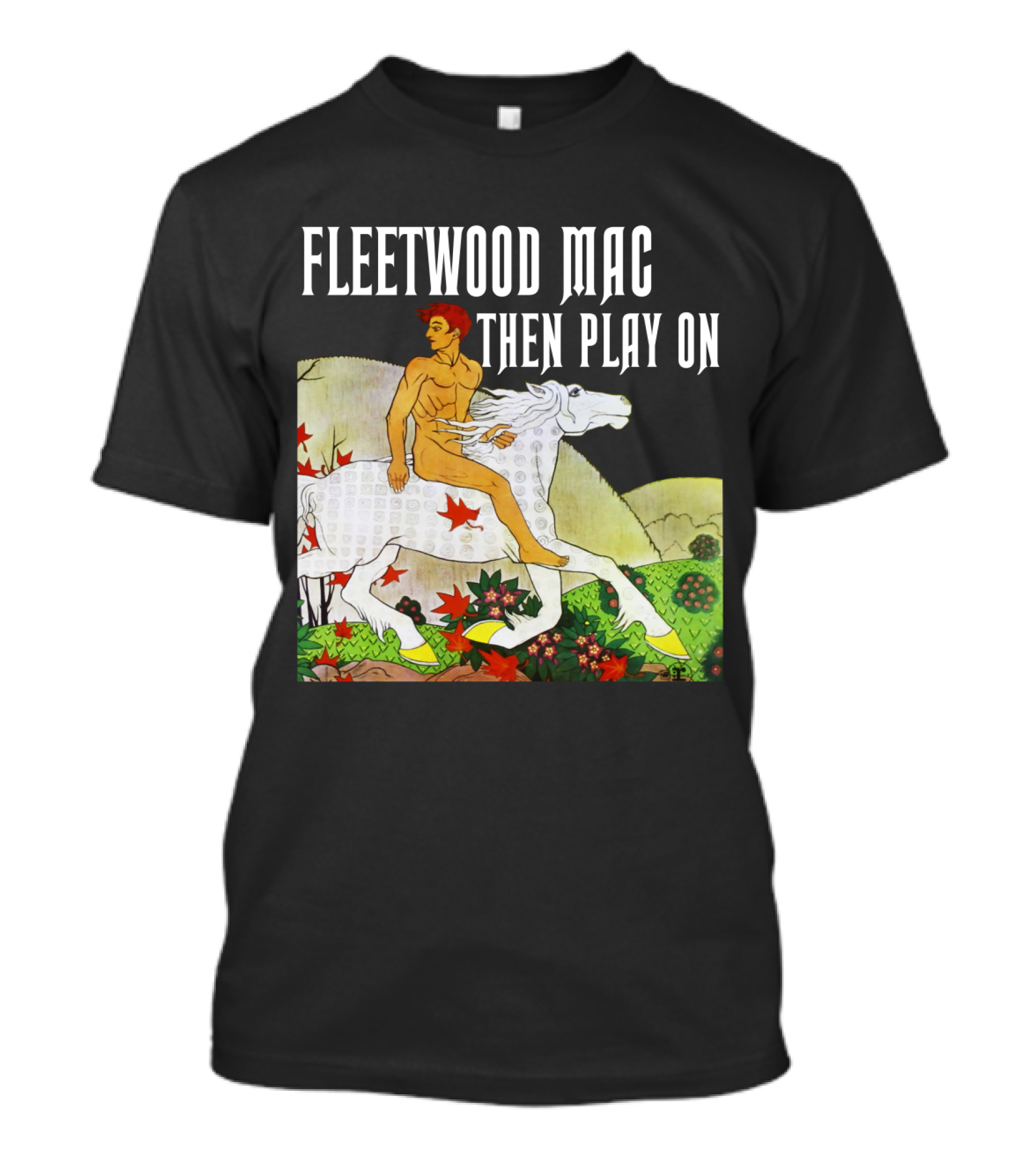 Fw 22 Male Figure Riding White Horse With Autumn Leaves T-Shirt
