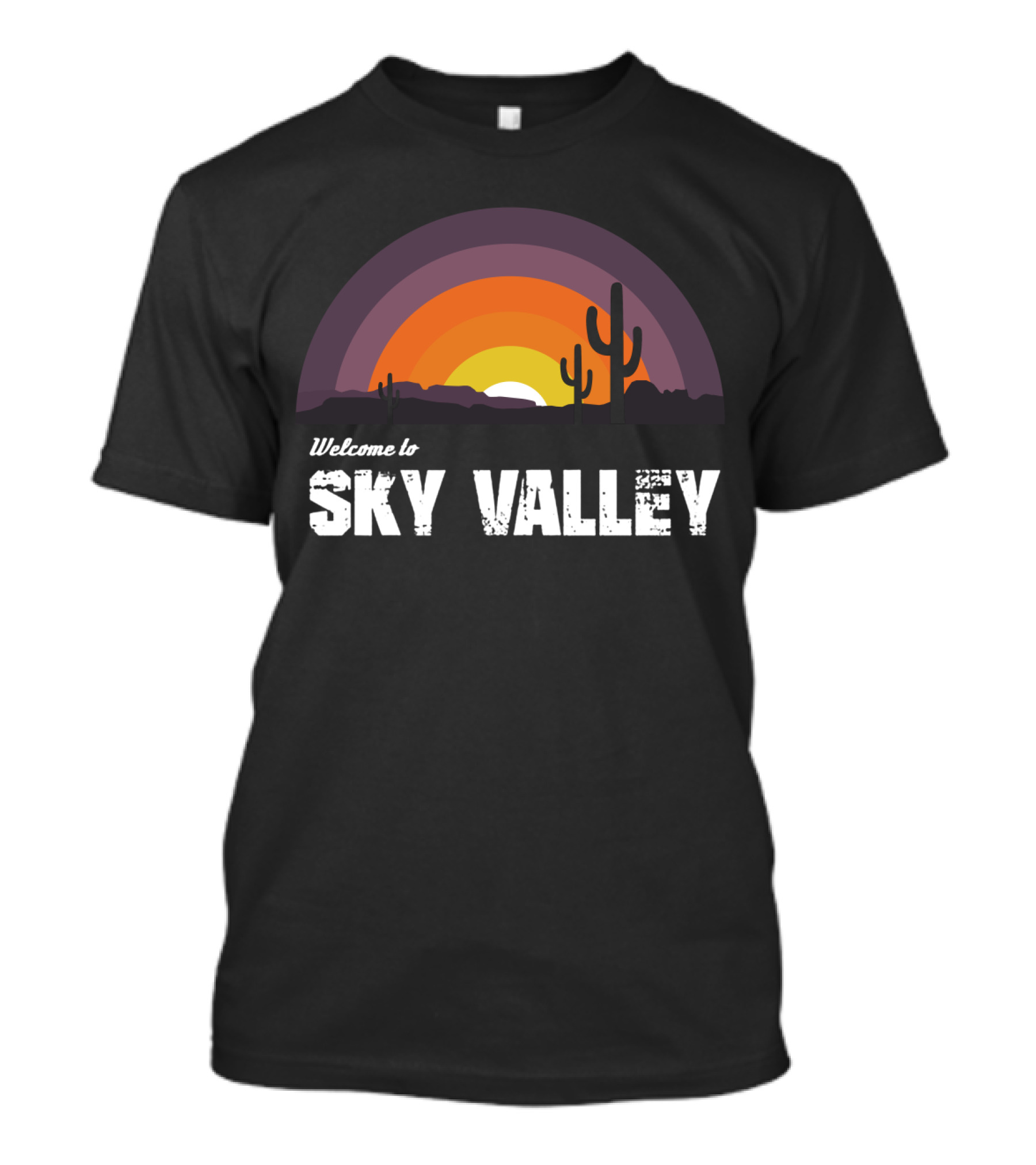 Welcome To Sky Valley Desert Sunset Scene T-Shirt