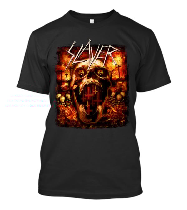 Slayer Skull Flames Crosses Metal Band Art T-Shirt