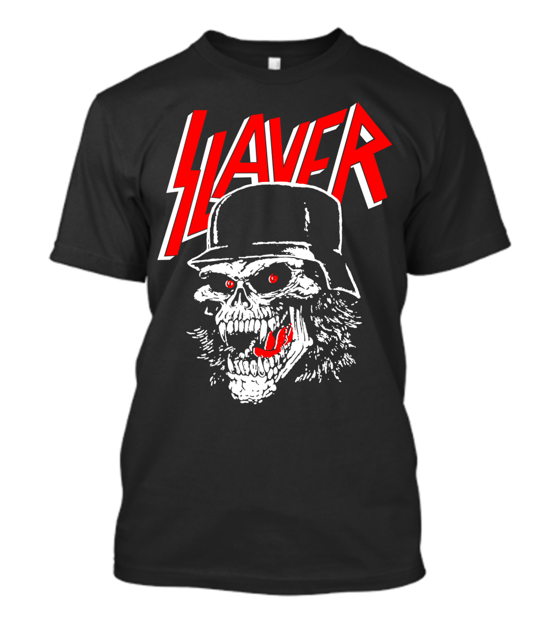 Slayer Skull With Helmet And Red Eyes T-Shirt