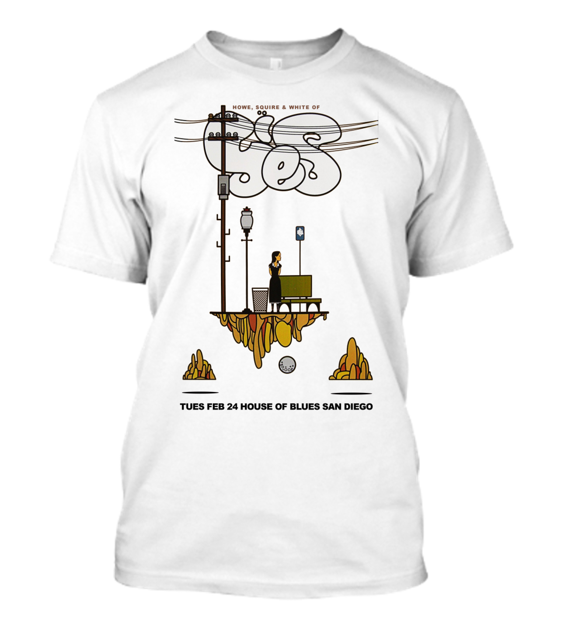 Howe Squire White Of Yes Tues Feb 24 House Of Blues San Diego T-Shirt