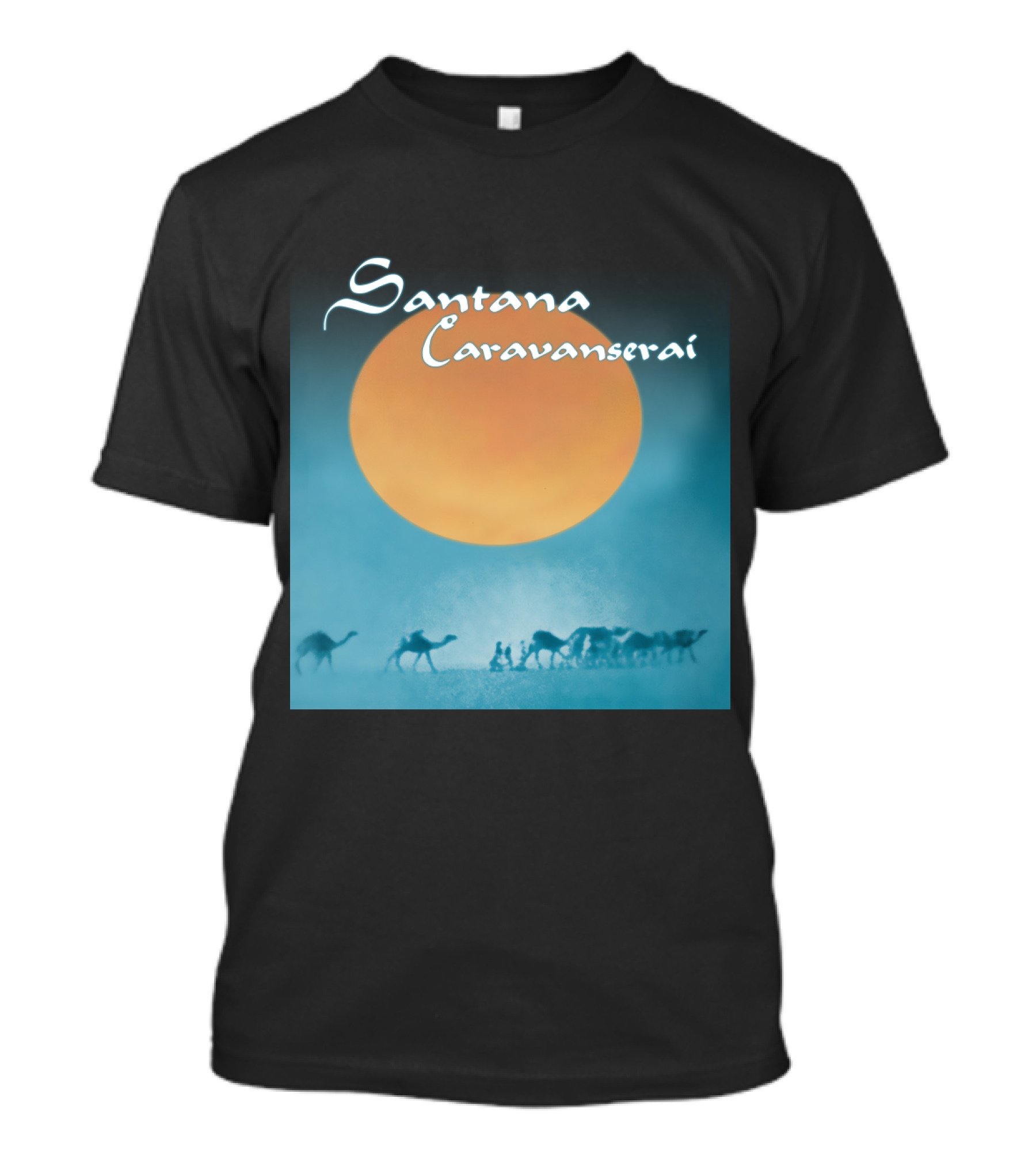 Santana Caravanserai Desert Caravan Under Orange Moon T-Shirt