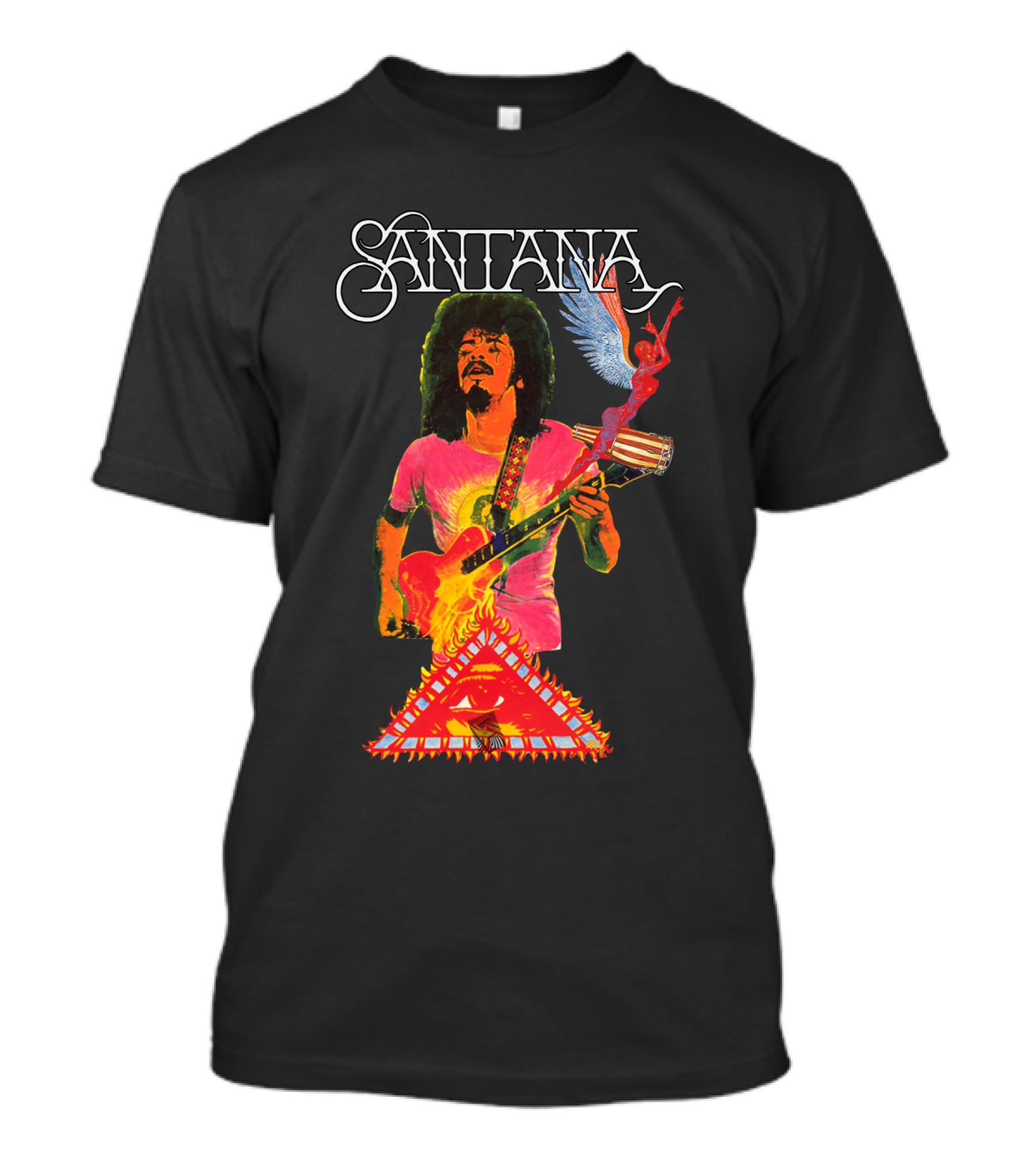 Santana Guitar Art With Angel And Pyramid T-Shirt