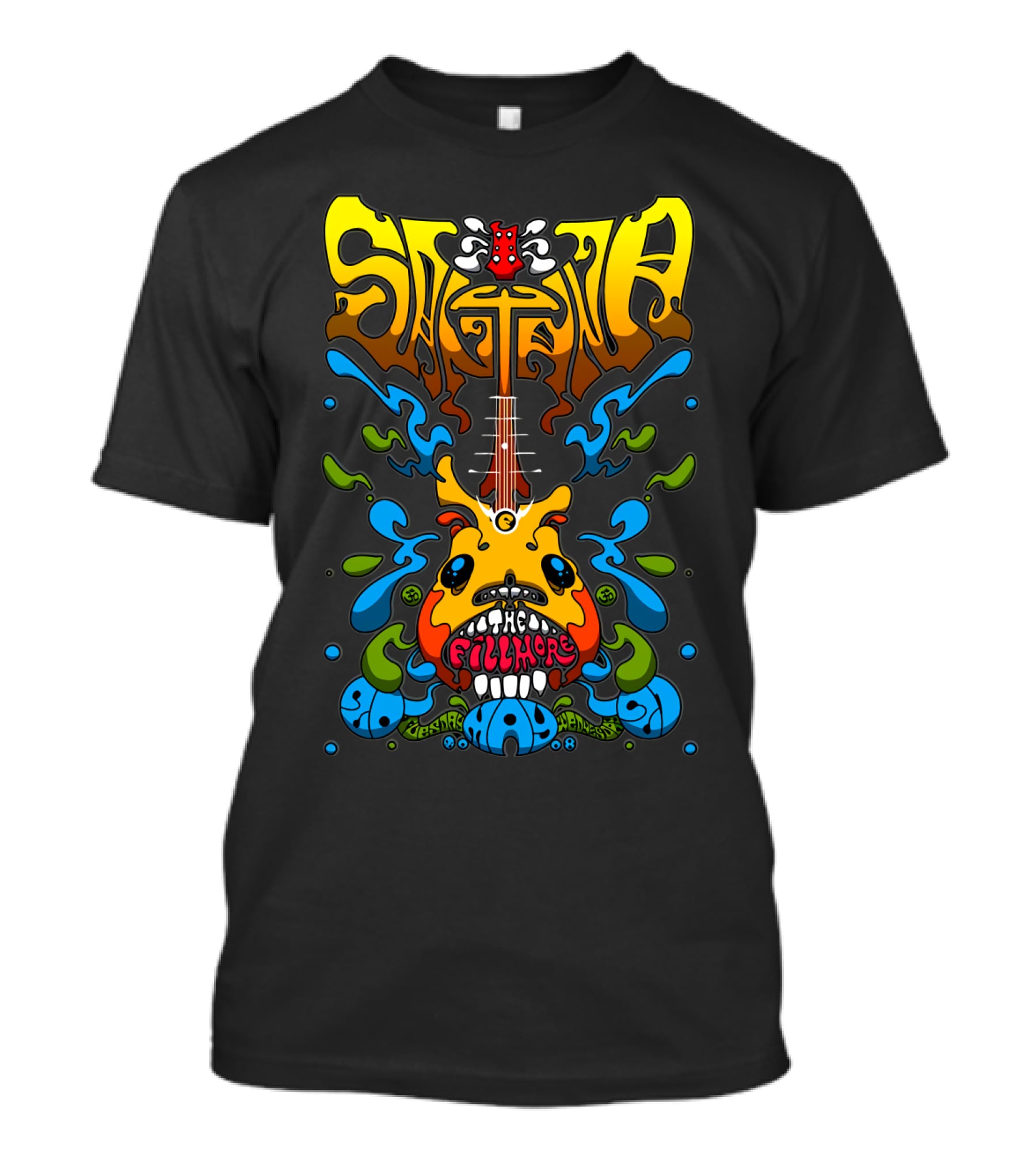 Santana The Fillmore 1968 Psychedelic Guitar Art T-Shirt