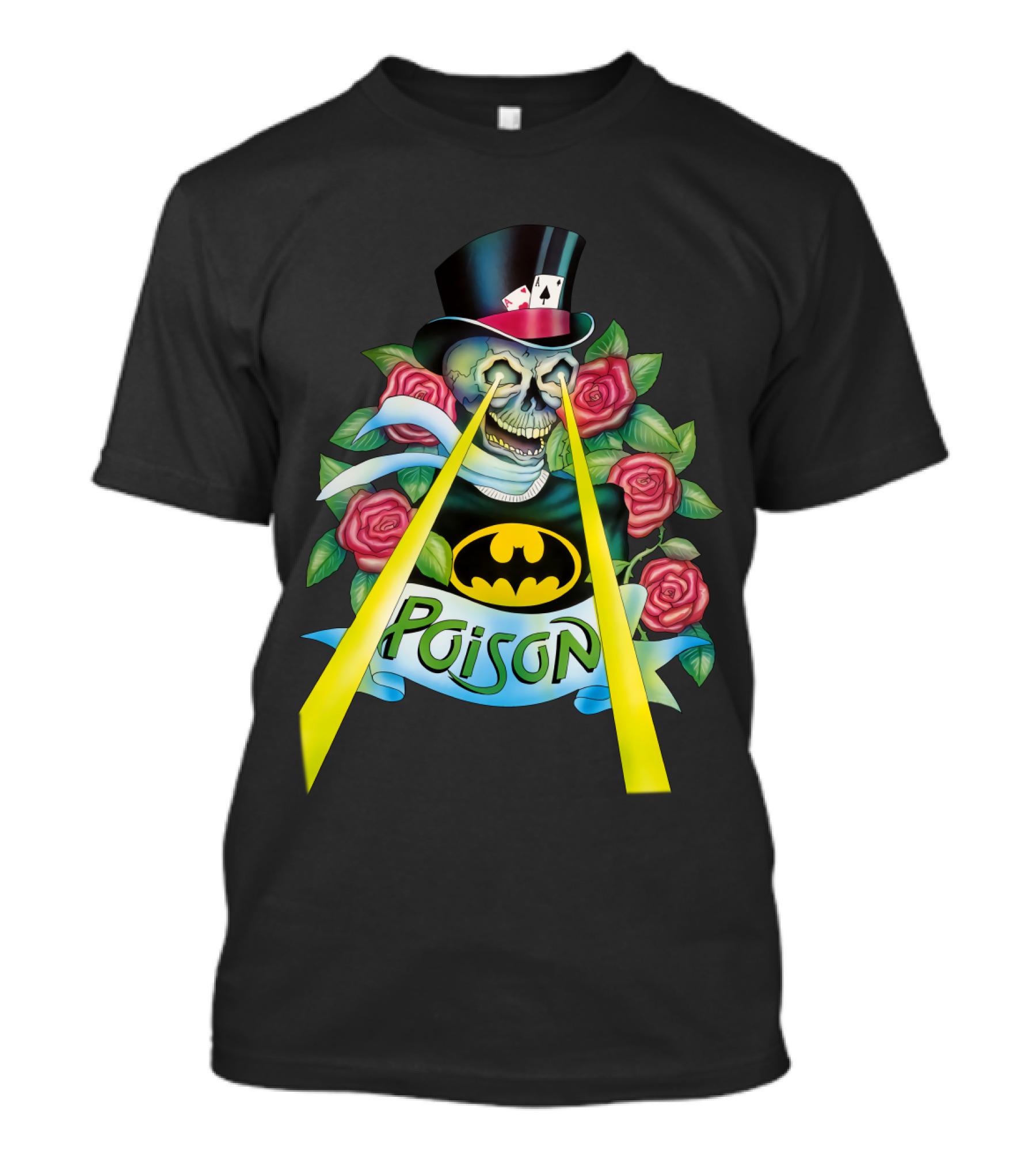 Poison Skull With Top Hat And Roses Featuring Bat T-Shirt