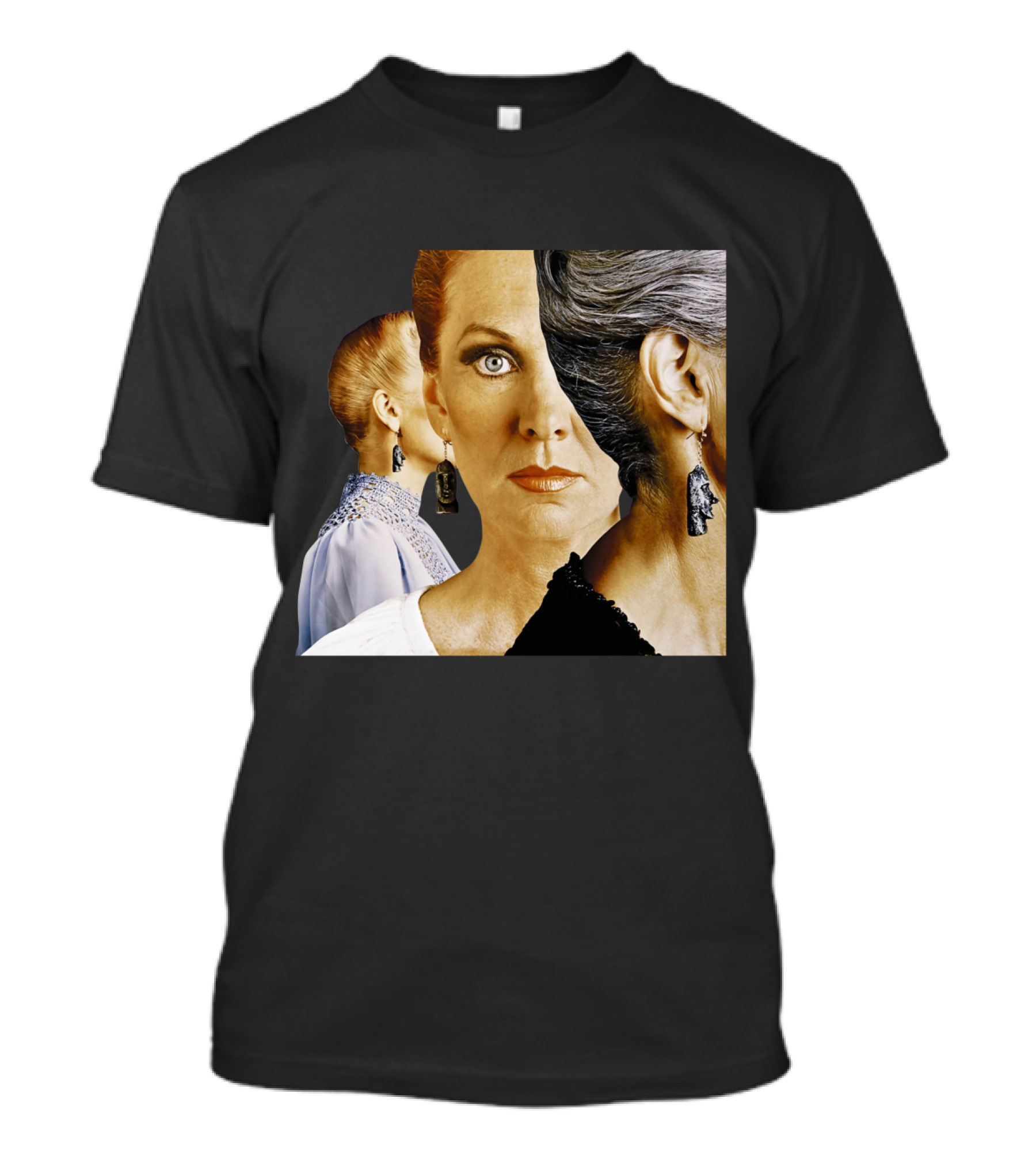 Surreal Split Face Portrait Fashion T-Shirt
