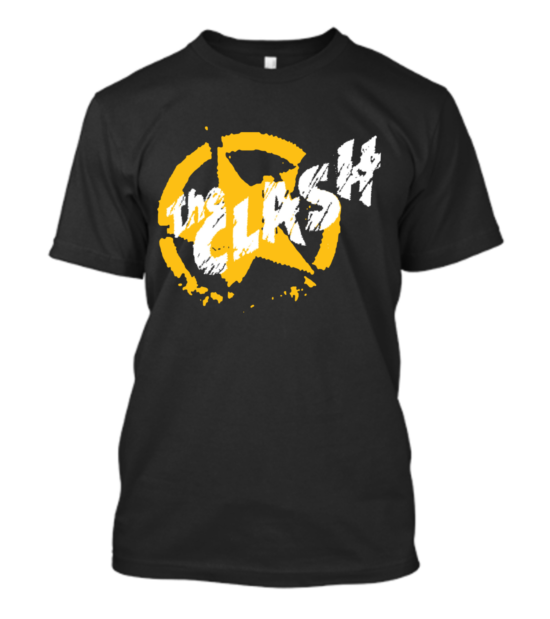 The Clash Star Logo Distressed Style Yellow And White T-Shirt