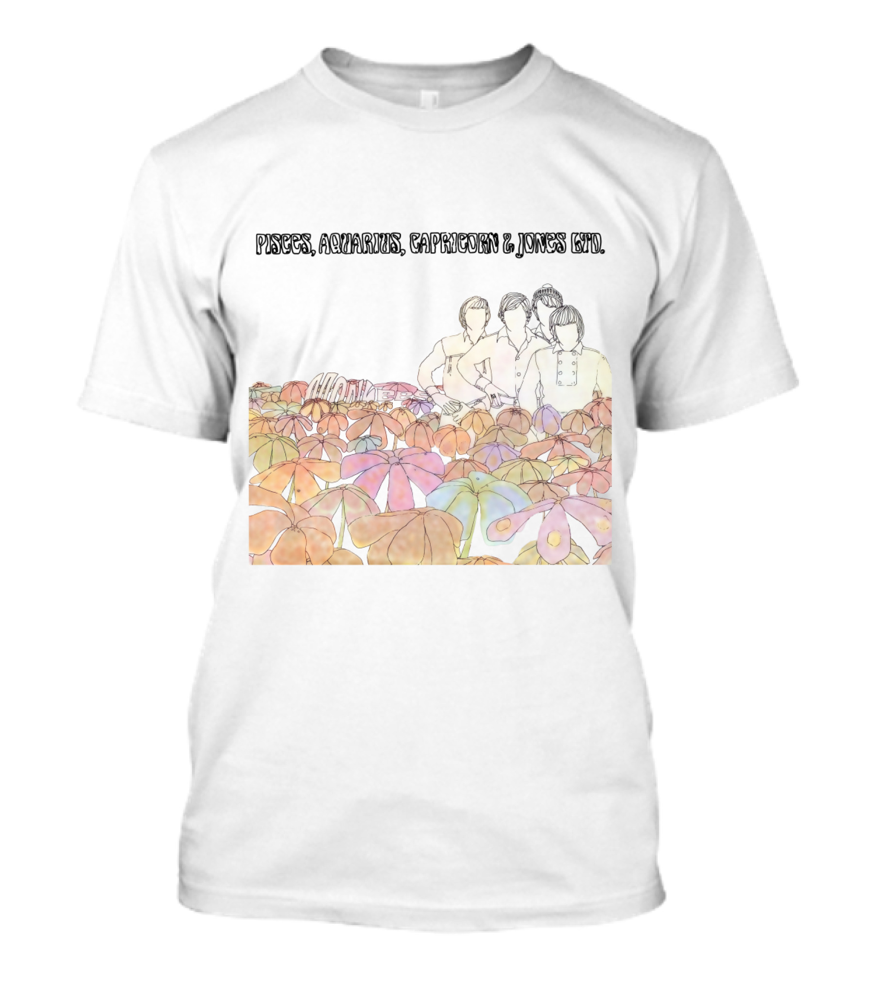 Pisces Aquarius Capricorn & Jones Ltd Vintage Album Art Floral T-Shirt