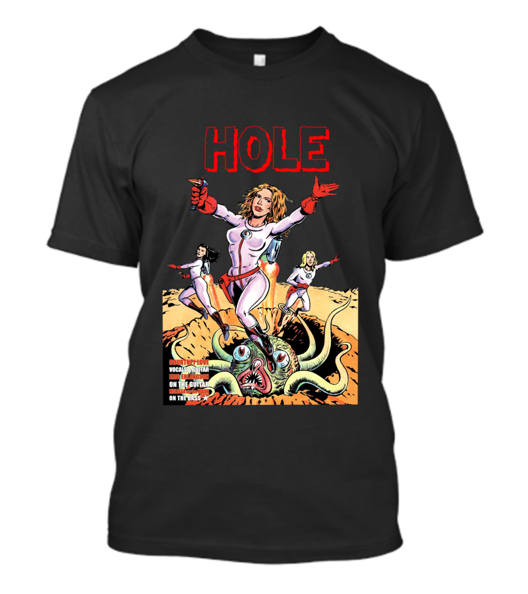 HOLE Courtney Love Vocal Sensation On The Guitar On The Bass T-Shirt