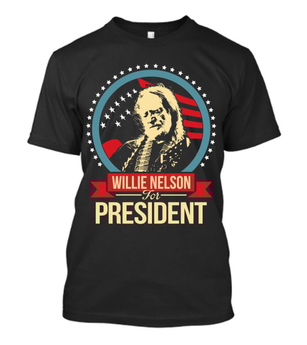 Willie Nelson For President American Flag Stars T-Shirt