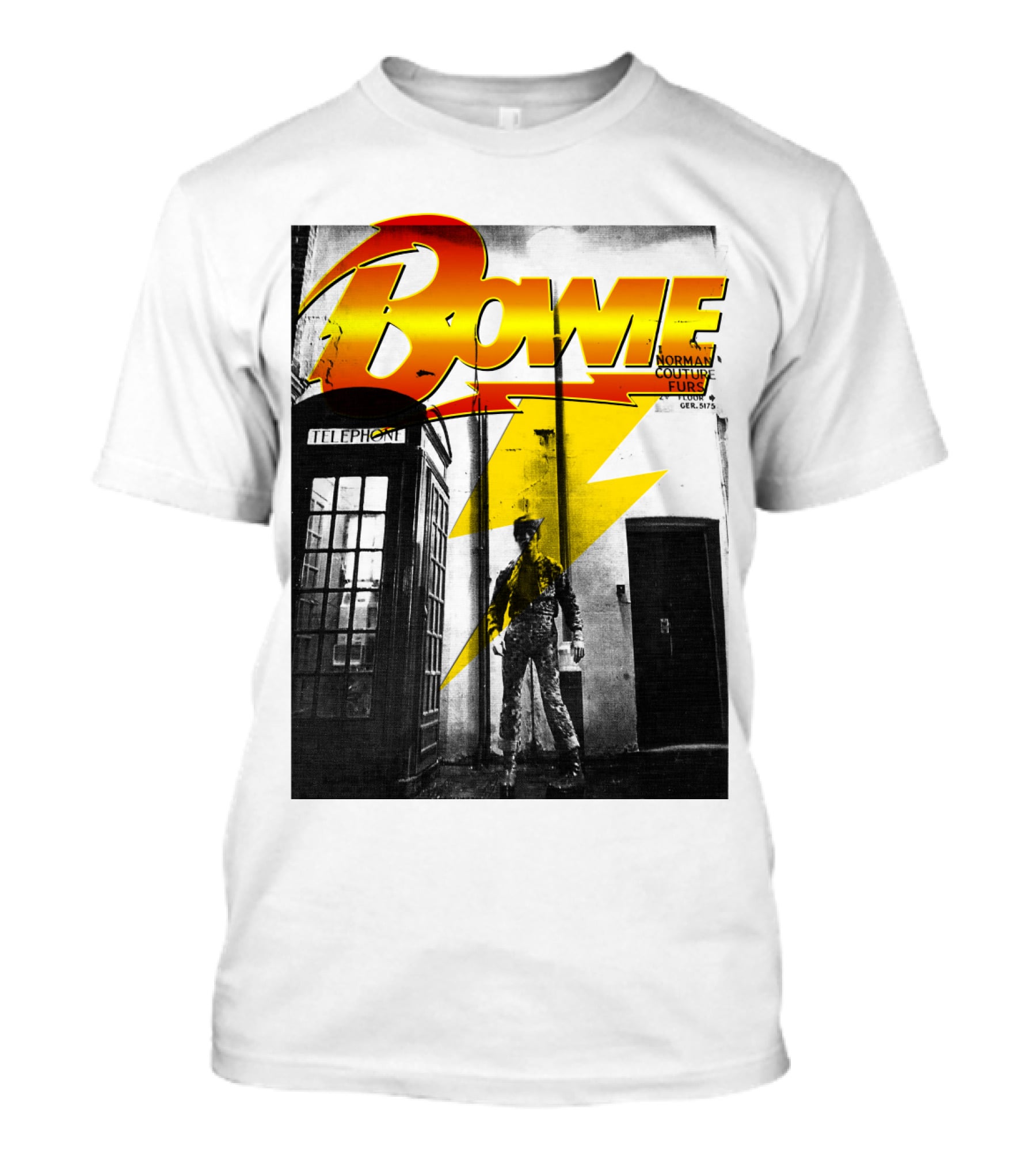 Bowie Norman Couture Furs Telephone Box Lightning Bolt T-Shirt