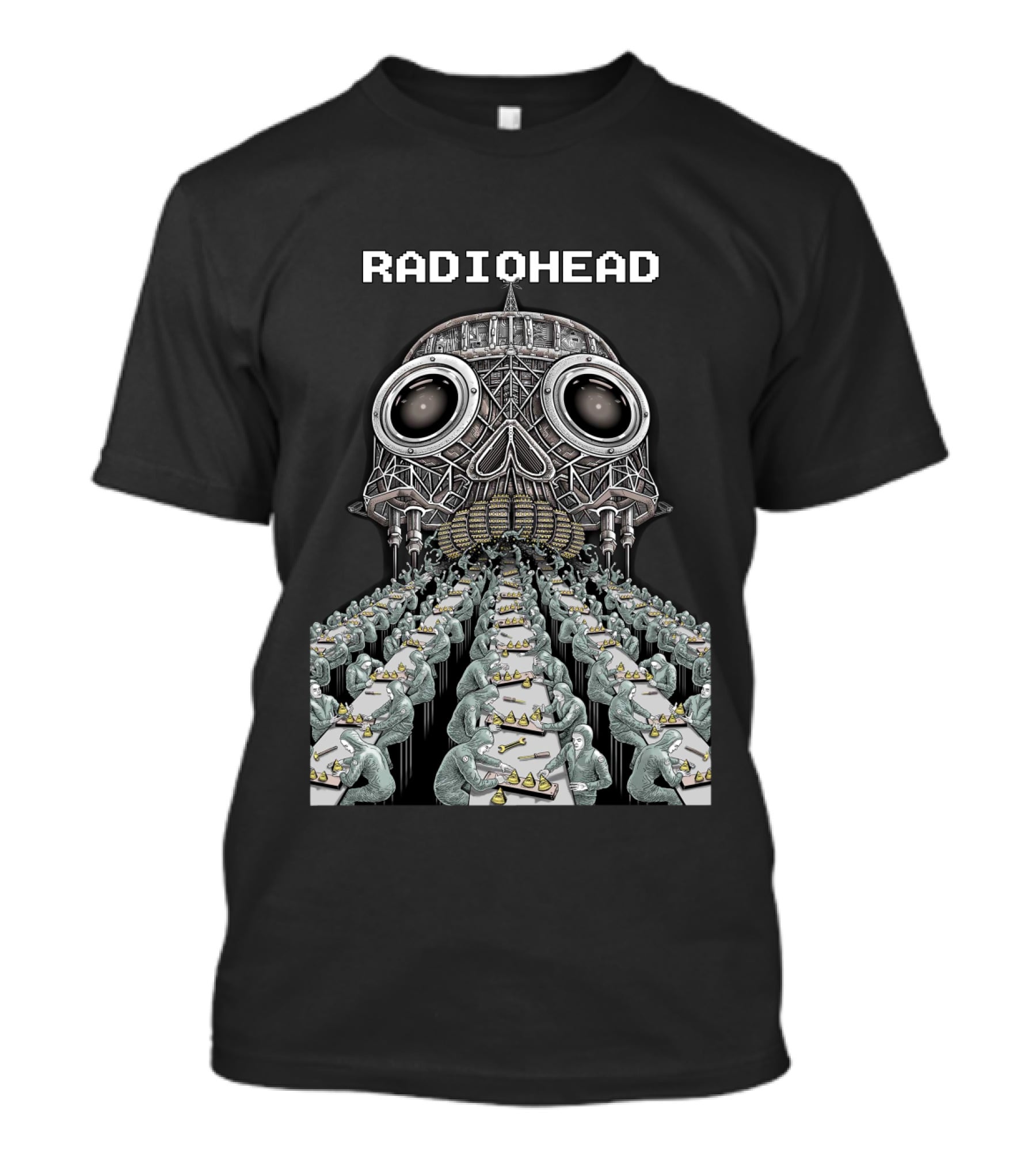 Radiohead Skull Factory Assembly Line Art T-Shirt