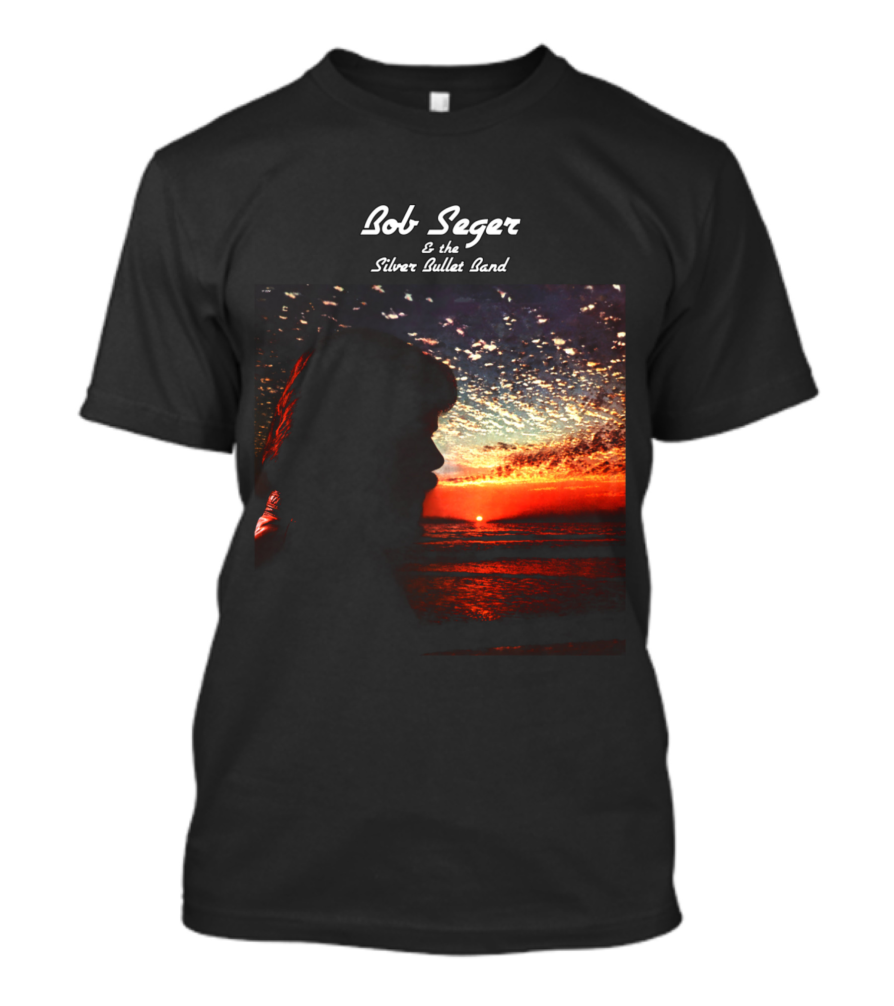 Bob Seger & The Silver Bullet Band Sunset Ocean Silhouette Scene T-Shirt