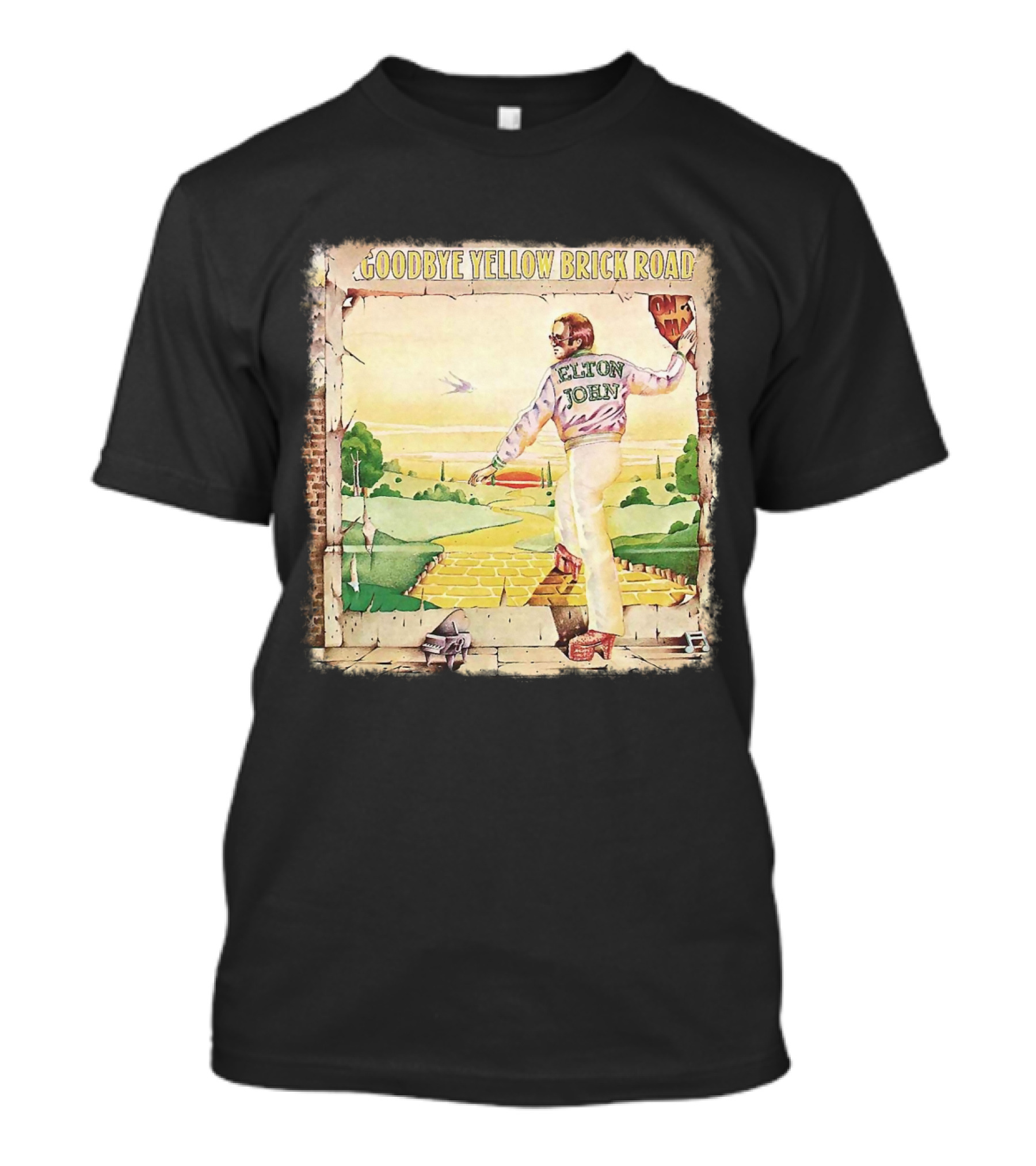 Elton John Goodbye Yellow Brick Road Album Cover T-Shirt