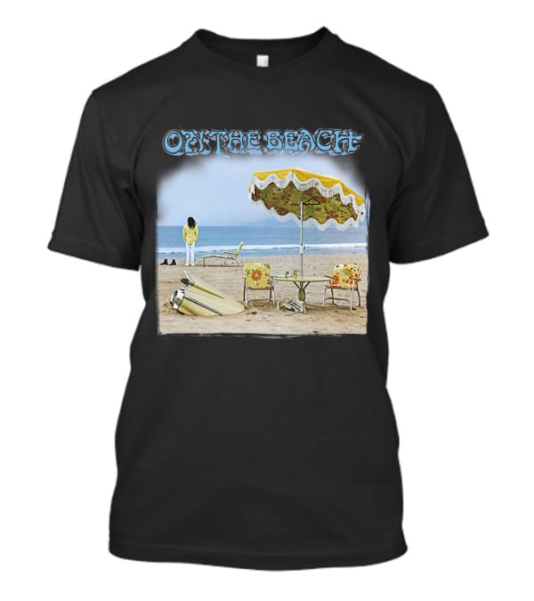 Neil Young On The Beach Vintage Album Cover Surreal Coastal Scene T-Shirt