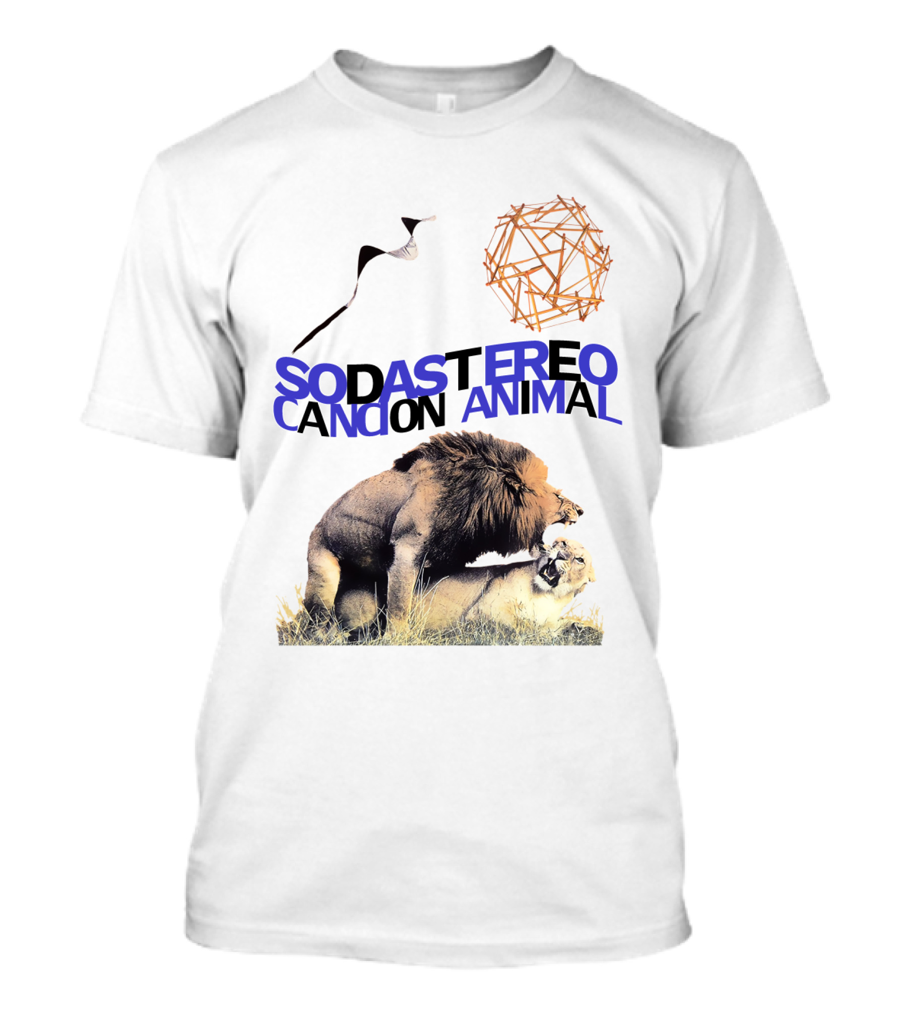 Soda Stereo Cancion Animal Lion Imagery With Geometric Sun T-Shirt