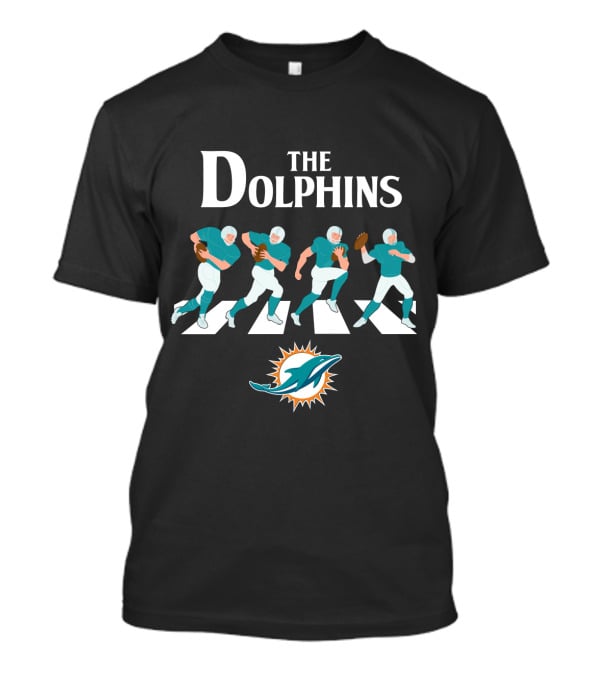 Miami Dolphins Walk The Abbey Road With Iconic Crossing And Football Players T-Shirt