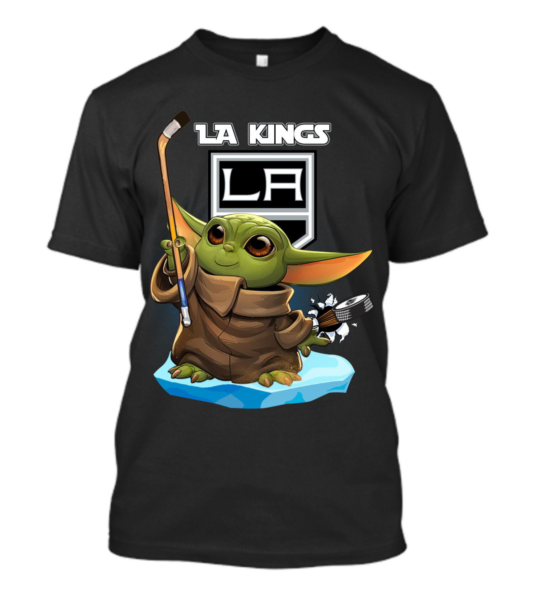 La Kings Baby Yoda Hockey Nhl Ice Rink Puck T-Shirt