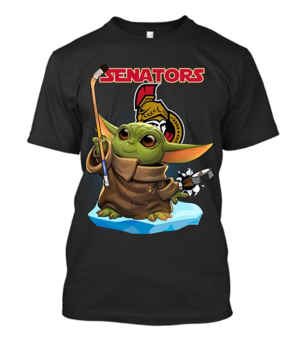 Baby Yoda Ottawa Senators Hockey Crossover T-Shirt