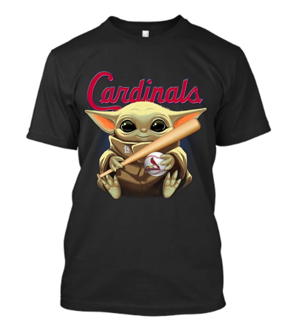 Cardinals Baseball St. Louis Baby Yoda With Bat And Ball T-Shirt