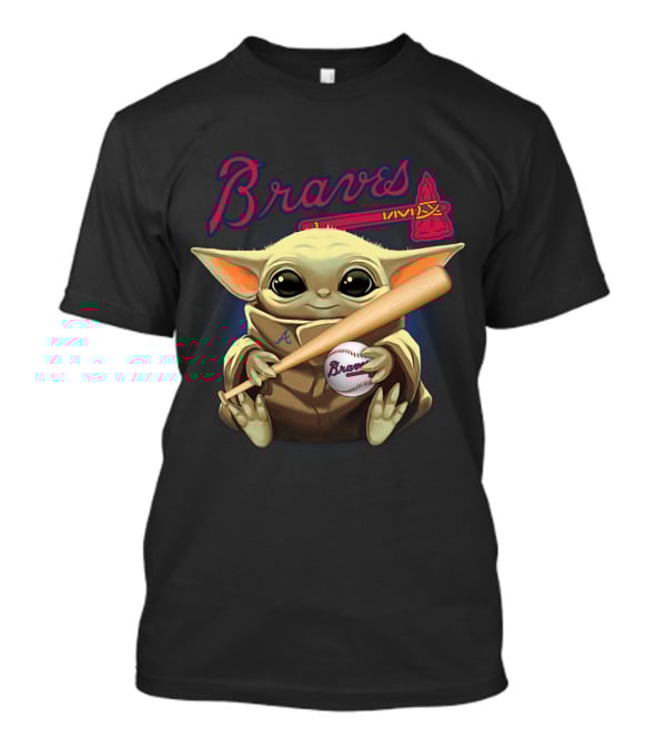 Braves Baseball Baby Yoda Holding Bat And Ball T-Shirt