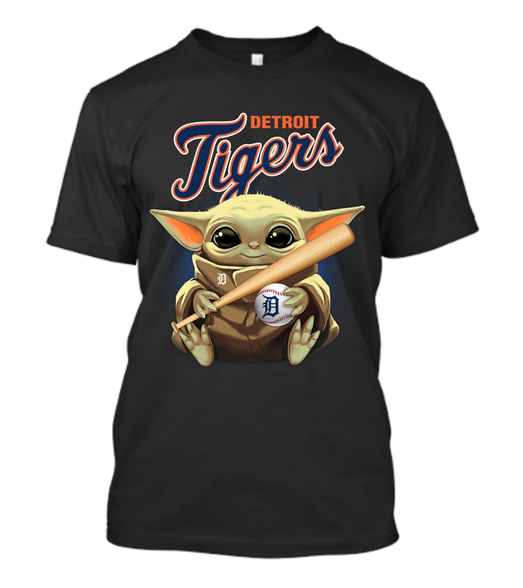 Detroit Tigers Baby Yoda Baseball T-Shirt