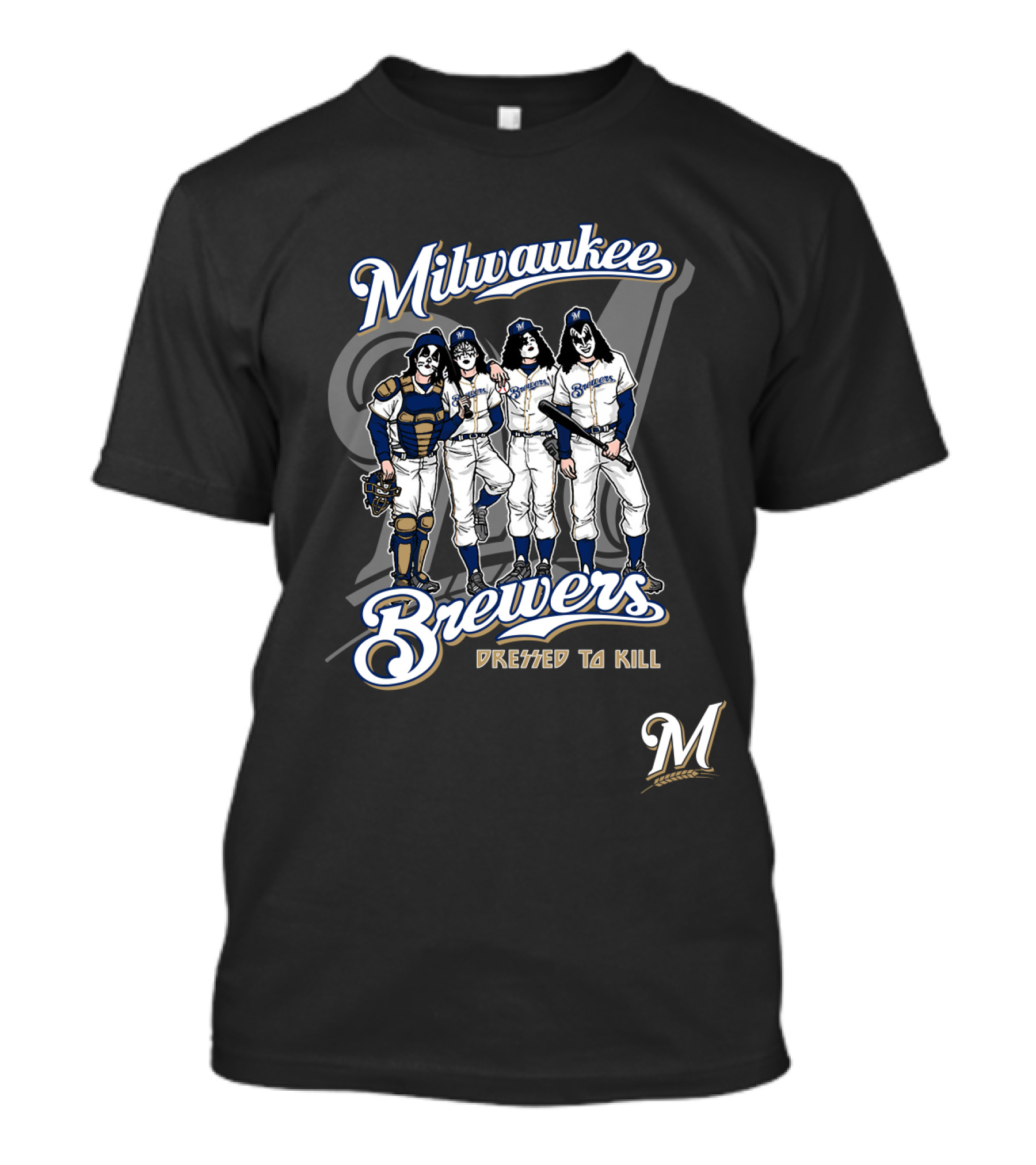 Milwaukee Brewers KISS Dressed To Kill Band Crossover T-Shirt