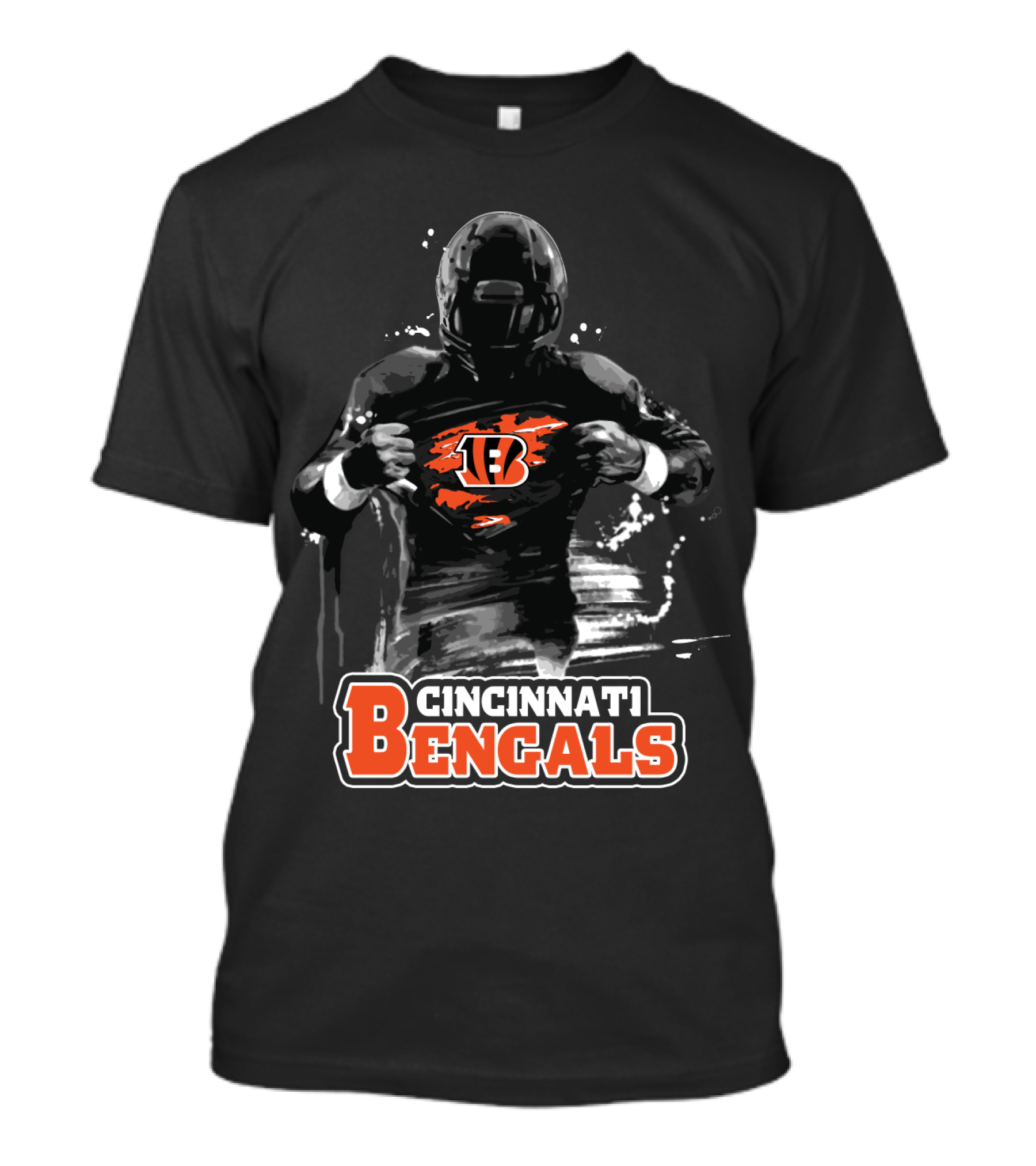 Cincinnati Bengals B Icon Football Player Splash Effect T-Shirt