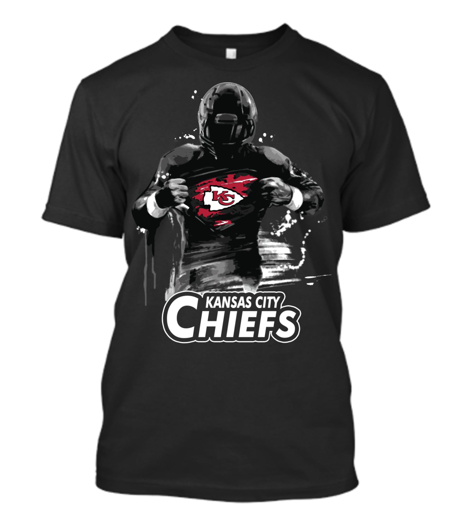 Kansas City Chiefs Football Player Kc Logo Print T-Shirt