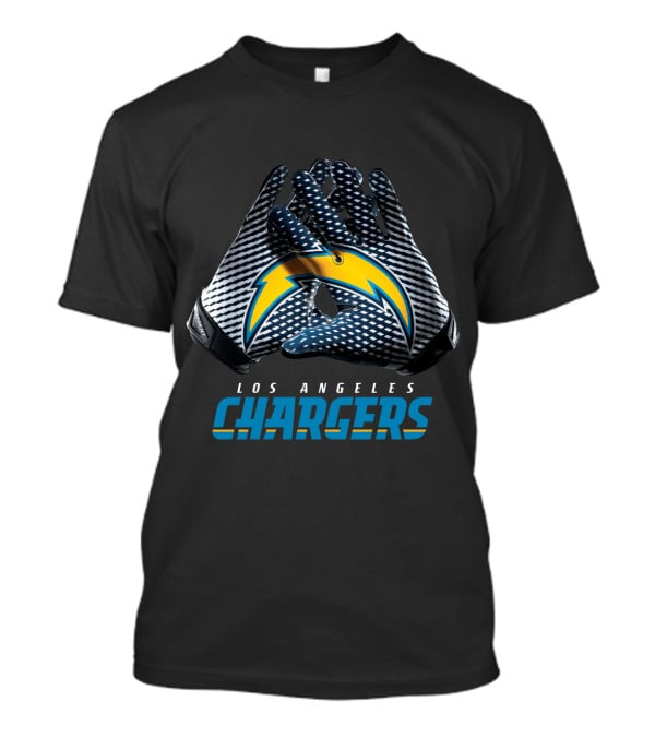 Los Angeles Chargers Nfl Team Bolt Symbol Gloves T-Shirt