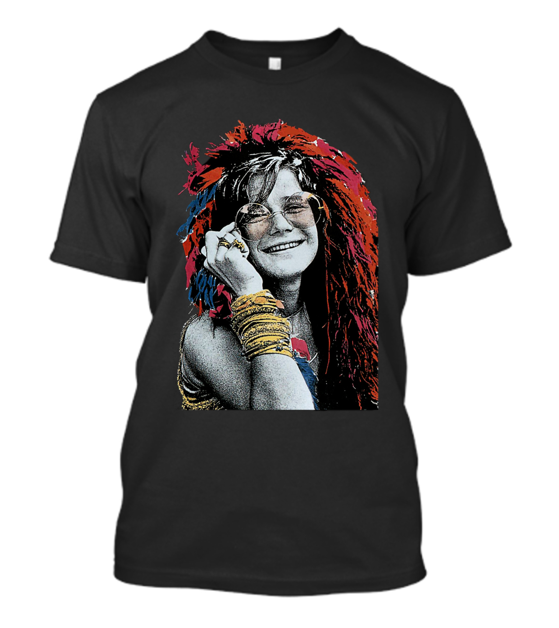 Jnjl 10 Iconic Smiling Portrait With Colorful Hair And Sunglasses T-Shirt