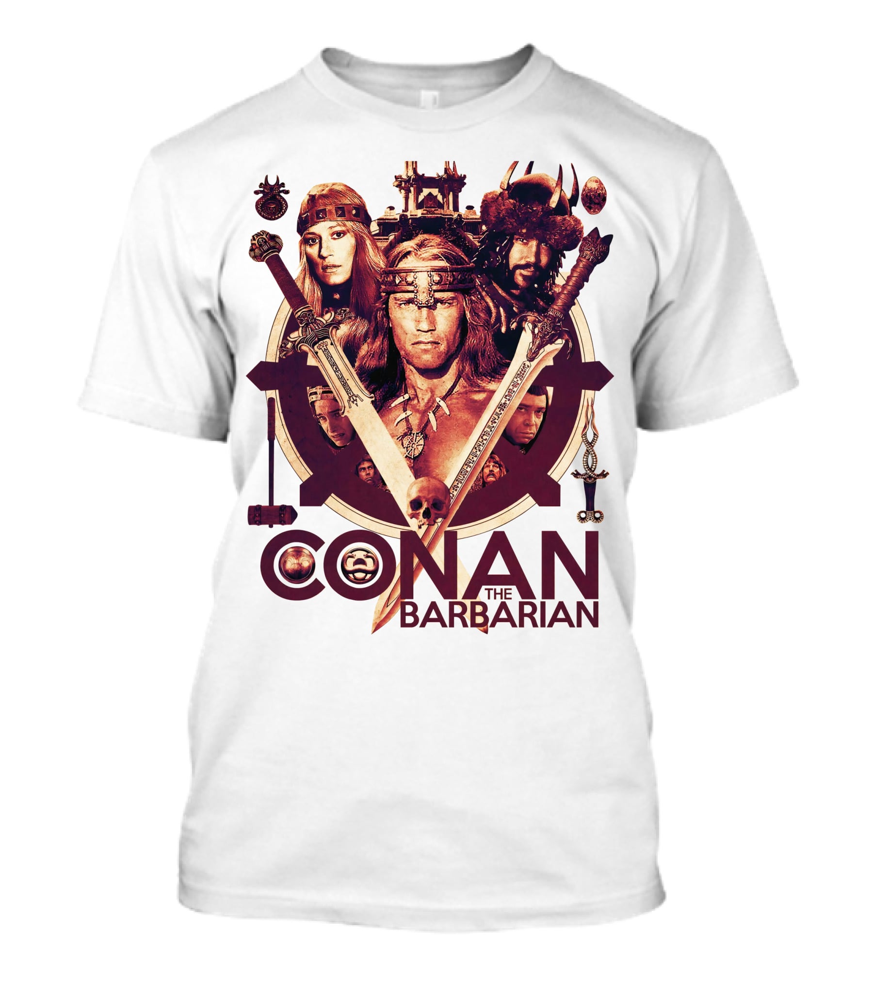 Conan The Barbarian Warrior Circle With Swords And Characters T-Shirt